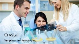  Presentation with school details - Audience pleasing presentation theme consisting of doctor tooth - smiling male dentist explaining backdrop and a light blue colored foreground