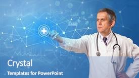  Presentation with report - Audience pleasing theme consisting of doctor touching blue screen backdrop and a  colored foreground