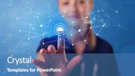  Presentation with virtual - Slide set having doctor touching blue screen background and a teal colored foreground