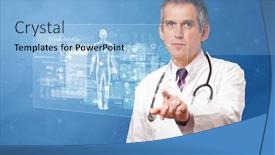  Presentation with blue - Slide deck having doctor-touching-blue-screen background and a light blue colored foreground