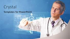  Presentation with blue - PPT layouts with doctor-touching-blue-screen background and a light blue colored foreground