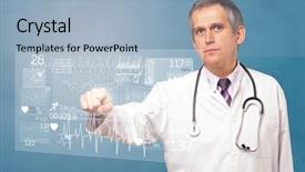  Presentation with hologram - Audience pleasing presentation design consisting of doctor touching hologram screen displaying backdrop and a light blue colored foreground