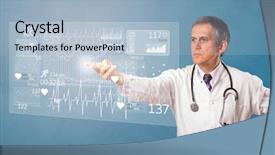  Presentation with hologram - Slide set having doctor touching hologram screen displaying background and a light blue colored foreground