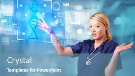  Presentation with biology - Slides featuring touching virtual screen with biology background and a teal colored foreground