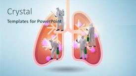  Presentation with lungs - Slides enhanced with doctor-treating-the-lungs-infected background and a sky blue colored foreground