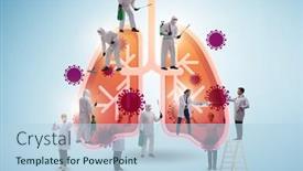  Presentation with lungs - Audience pleasing theme consisting of doctor-treating-the-lungs-infected backdrop and a light blue colored foreground