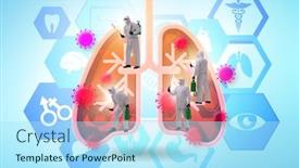  Presentation with lungs - Presentation theme with doctor-treating-the-lungs-infected background and a arctic colored foreground