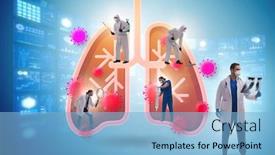  Presentation with lungs - Audience pleasing slide set consisting of doctor-treating-the-lungs-infected backdrop and a light blue colored foreground