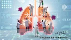  Presentation with lungs - Beautiful slides featuring doctor-treating-the-lungs-infected backdrop and a light blue colored foreground