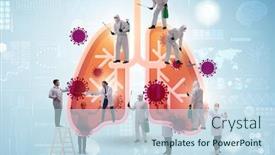  Presentation with lungs - Presentation theme with doctor-treating-the-lungs-infected background and a sky blue colored foreground
