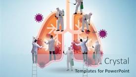  Presentation with lungs - Audience pleasing theme consisting of doctor-treating-the-lungs-infected backdrop and a sky blue colored foreground