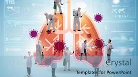  Presentation with lungs - Presentation design featuring doctor-treating-the-lungs-infected background and a light blue colored foreground