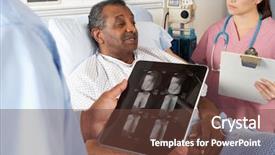  Presentation with doctor and patient medical consultation - Beautiful slide deck featuring doctor using digital tablet backdrop and a tawny brown colored foreground