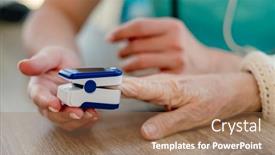  Presentation with pulse - Presentation featuring doctor-using-pulse-oximeter background and a coral colored foreground