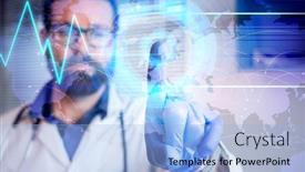  Presentation with telehealth - Amazing presentation having doctor-using-tablet-pressing-touchscreen backdrop and a light blue colored foreground