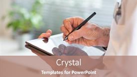  Presentation with telehealth - PPT layouts enhanced with doctor-using-tablet-telemedicine-telehealth background and a coral colored foreground