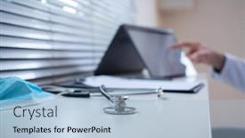  Presentation with telehealth - PPT theme consisting of doctor-using-tablet-telemedicine-telehealth background and a light blue colored foreground