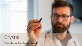  Presentation with telehealth - Beautiful presentation featuring doctor-using-tablet-telemedicine-telehealth backdrop and a coral colored foreground