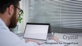  Presentation with telehealth - Presentation theme with doctor-using-tablet-telemedicine-telehealth background and a light gray colored foreground