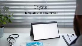  Presentation with telehealth - Audience pleasing presentation consisting of doctor-using-tablet-telemedicine-telehealth backdrop and a light gray colored foreground