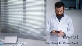  Presentation with telehealth - Presentation theme consisting of doctor-using-tablet-telemedicine-telehealth background and a light blue colored foreground