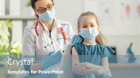  Presentation with hospital - Slides with doctor-vaccinating-child-at-hospital background and a teal colored foreground