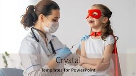  Presentation with child superhero - Colorful theme enhanced with doctor-vaccinating-child-at-hospital backdrop and a coral colored foreground