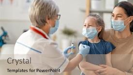  Presentation with mother child - Slide deck with doctor-vaccinating-child-kid background and a mint green colored foreground