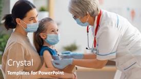  Presentation with mother child - Beautiful PPT layouts featuring doctor-vaccinating-child-kid backdrop and a coral colored foreground