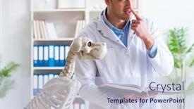  Presentation with war dog - Audience pleasing slide deck consisting of doctor-vet-practicing-on-dog backdrop and a sky blue colored foreground