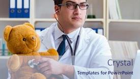  Presentation with veterinary - Audience pleasing theme consisting of doctor-veterinary-pediatrician-holding backdrop and a light blue colored foreground