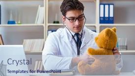  Presentation with pediatrician - Colorful slide deck enhanced with doctor veterinary pediatrician holding an examination in the off backdrop and a sky blue colored foreground