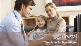  Presentation with sick child - Colorful PPT theme enhanced with doctor visiting sick child backdrop and a  colored foreground
