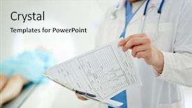  Presentation with record - Slide deck enhanced with doctor watching medical record background and a white colored foreground