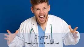  Presentation with lab coat - Colorful PPT theme enhanced with doctor-wearing-a-white-lab backdrop and a light blue colored foreground