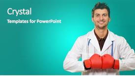  Presentation with boxing - Slide set featuring combat medicine - doctor wearing boxing gloves isolated background and a teal colored foreground