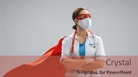  Presentation with power protection - PPT layouts consisting of doctor-wearing-facemask-and-superhero background and a red colored foreground