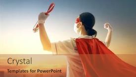  Presentation with 2019 - Audience pleasing PPT theme consisting of doctor-wearing-facemask-and-superhero backdrop and a red colored foreground