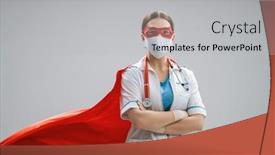  Presentation with power protection - Theme with doctor-wearing-facemask-and-superhero background and a light gray colored foreground