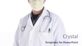  Presentation with lab coat - Beautiful slide set featuring doctor-wearing-lab-coat backdrop and a sky blue colored foreground