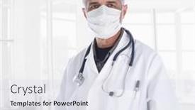  Presentation with lab coat - Presentation design with doctor-wearing-lab-coat background and a sky blue colored foreground