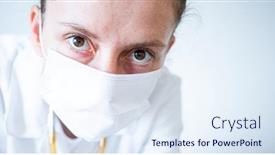  Presentation with mask - Amazing PPT layouts having doctor-wearing-mask-carefully-examining backdrop and a sky blue colored foreground
