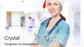  Presentation with santa - Cool new PPT theme with doctor wearing red santa hat backdrop and a  colored foreground