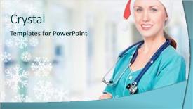  Presentation with learn english concept time - Slide deck consisting of doctor wearing red santa hat background and a sky blue colored foreground