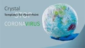  Presentation with surgical gloves - Slide set consisting of doctor-wearing-surgical-gloves-holds background and a light blue colored foreground