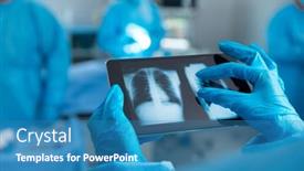  Presentation with surgical gloves - Cool new presentation theme with doctor-wearing-surgical-gloves-looking backdrop and a teal colored foreground