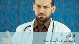  Presentation with patients - Colorful PPT theme enhanced with doctor welcoming his patients with open hands backdrop and a light blue colored foreground