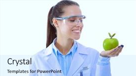  Presentation with doctor helps to get out of bed an elderly woman - Slide deck consisting of doctor with a green apple background and a  colored foreground