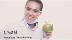  Presentation with doctor helps to get out of bed an elderly woman - Cool new presentation design with doctor with a green apple backdrop and a  colored foreground