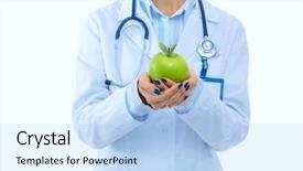  Presentation with tiffany green - Presentation theme with doctor with a green apple background and a  colored foreground